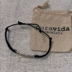Pura Vida Black Cord Bracelet with Silver Bar